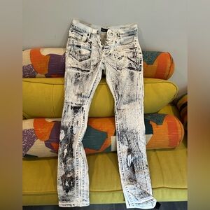 Men's Black and White Skinny Authentic Purple Jeans